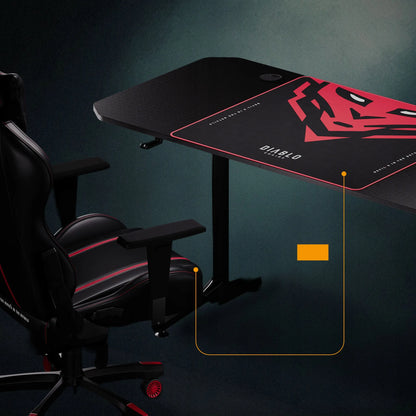 Didelis žaidimų stalas DIABLO X-MATE 1600, 160 cm, juodas, su laikikliais ir pelės kilimėliu