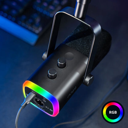 Dinaminis studijinis mikrofonas Fifine AM8T USB/XLR RGB PnP su laikikliu