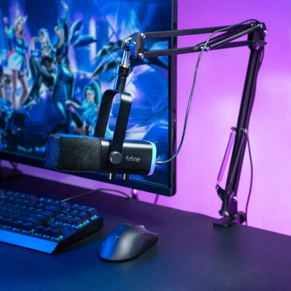 Dinaminis studijinis mikrofonas Fifine AM8T USB/XLR RGB PnP su laikikliu