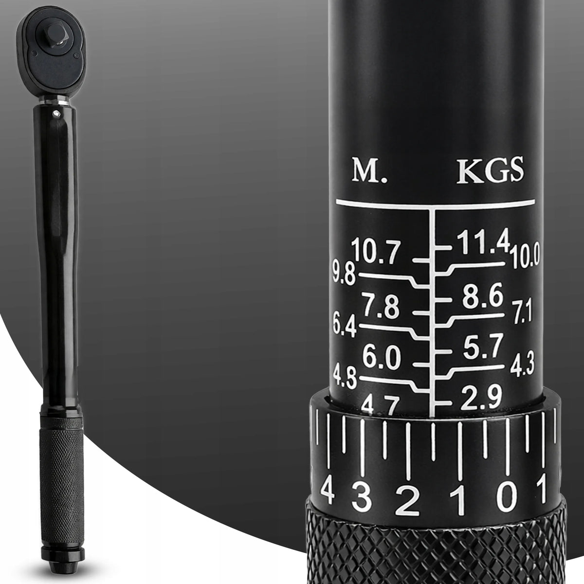 DINAMOMETRINIS RAKTAS 7–112 Nm, SU SKĖTINE GALVUTE, LOCK–UNLOCK BLOKAVIMU, TIKSLUS