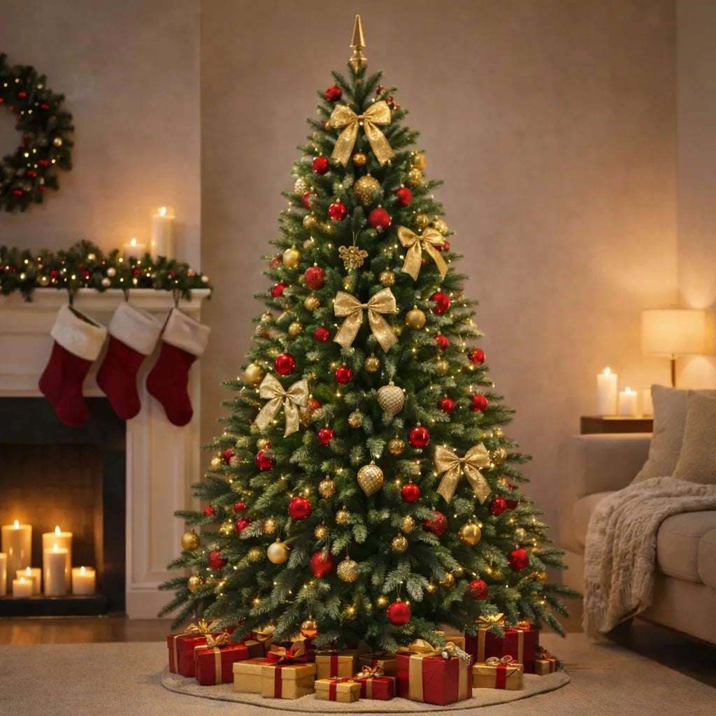 Dirbtinė kaukazietiška eglė „Świerk Kaukaski“ 220 cm, itin tanki ir natūraliai atrodanti, su stovu