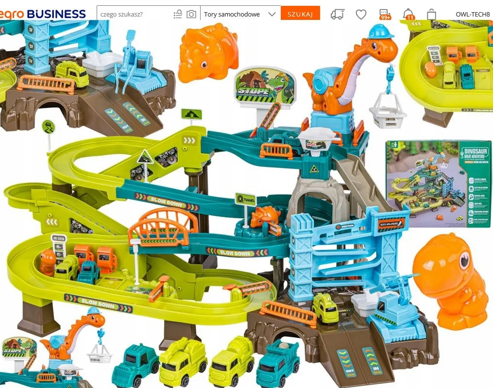 Doris Parking DINO – rutuliukų trasa, automobilių garažas ir dinozaurų statybų aikštelė