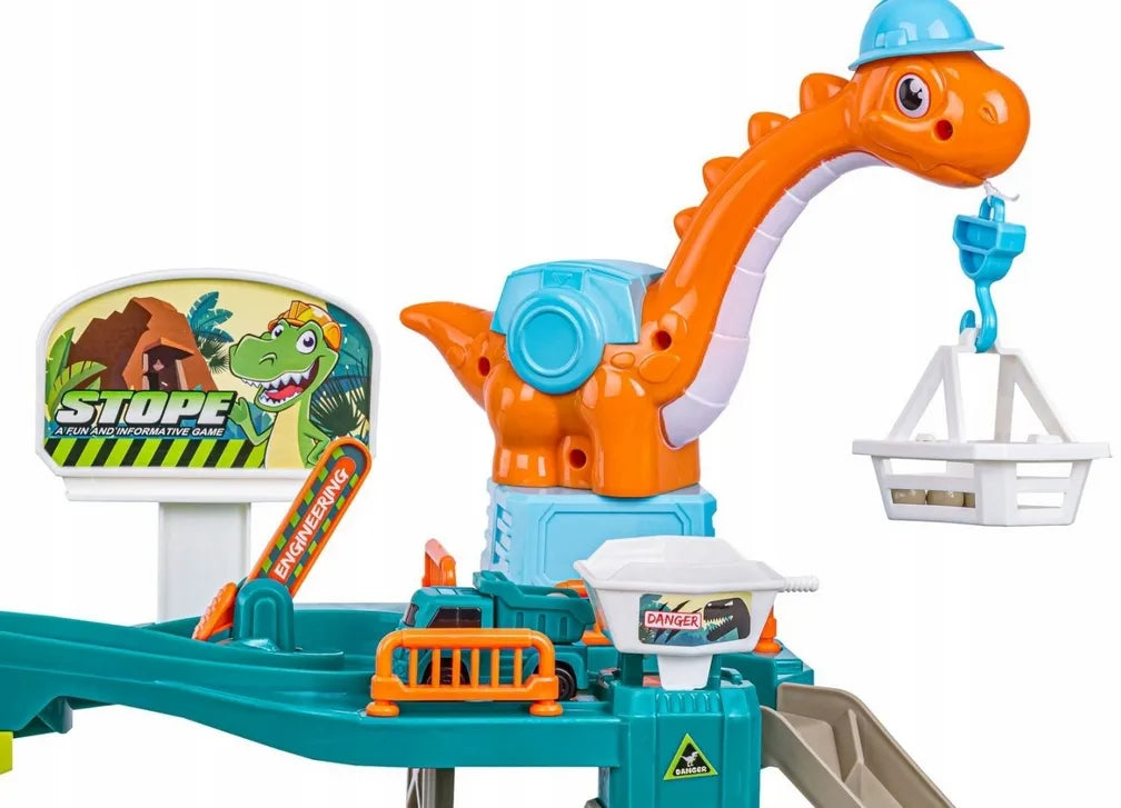 Doris Parking DINO – rutuliukų trasa, automobilių garažas ir dinozaurų statybų aikštelė