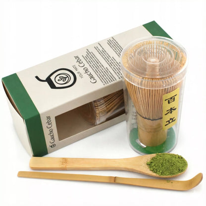 Dovanų rinkinys tradicinė Matcha 100g, priedai: Chasen, Chashaku, šaukštelis