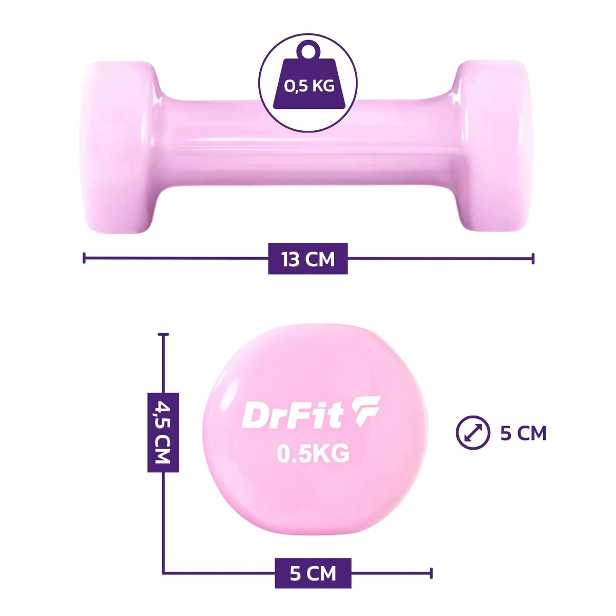 DrFit 6 hanteli rinkinys su stovu, 6 kg (2x 0,5 kg, 2x 1 kg, 2x 1,5 kg)