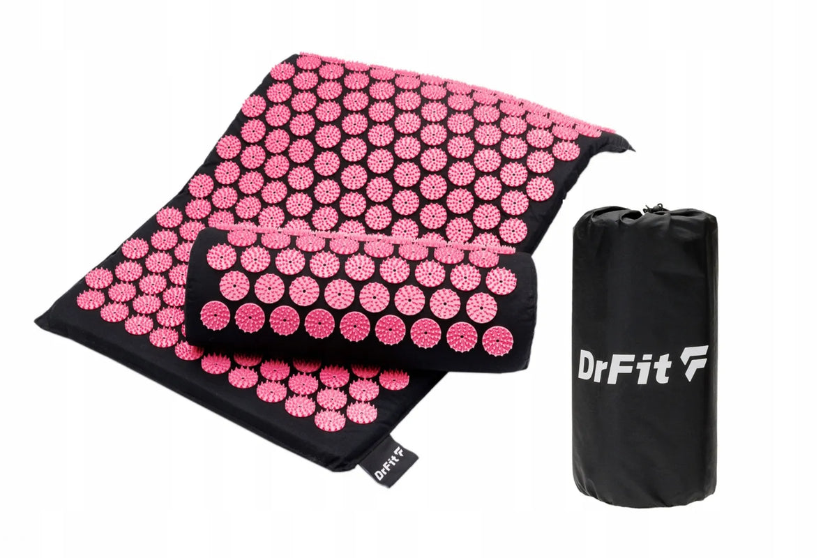 DrFit akupresūros kilimėlis su pagalve, rožinės spalvos, 75 cm