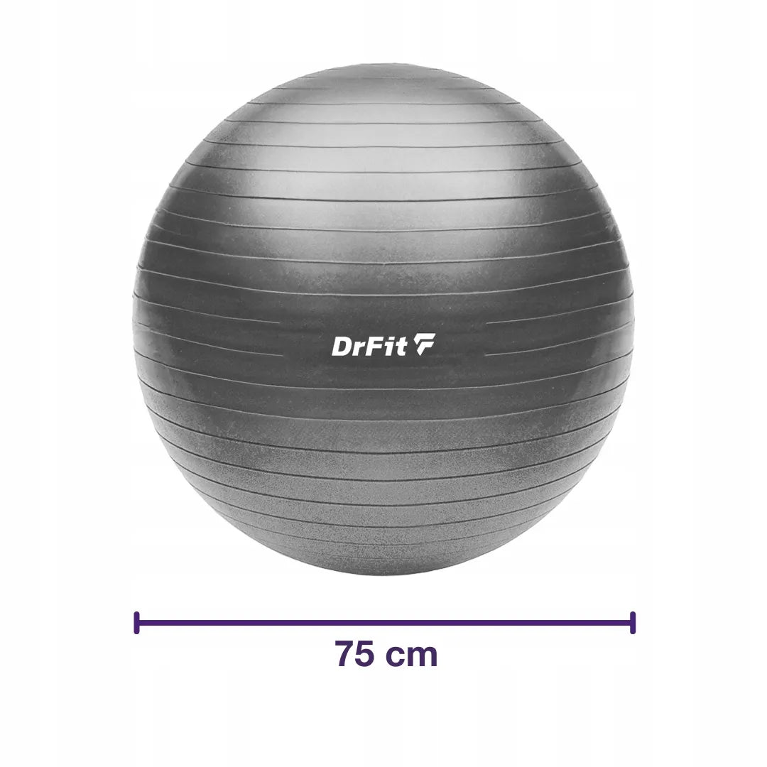 DrFit gimnastikos kamuolys fitnesui, pilatesui ir jogai, 75 cm, su pompa