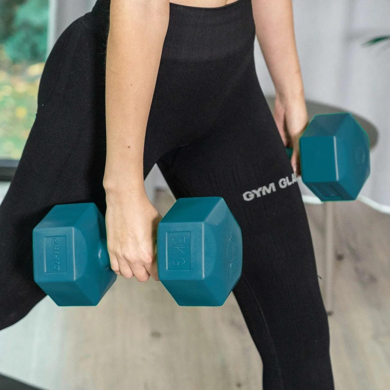 DrFit hanteli rinkinys fitnesui, šešiakampiai, 2x 5 kg, žali