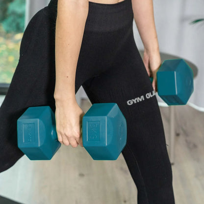 DrFit hanteli rinkinys fitnesui, šešiakampiai, 2x 5 kg, žali