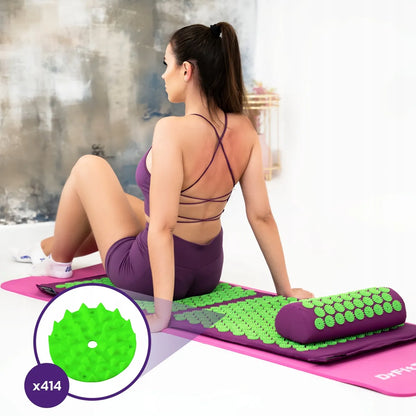 DrFit ilgas akupresūros kilimėlis su dygliais, gydomasis, su pagalve