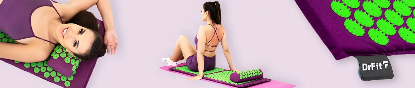 DrFit ilgas akupresūros kilimėlis su dygliais, gydomasis, su pagalve