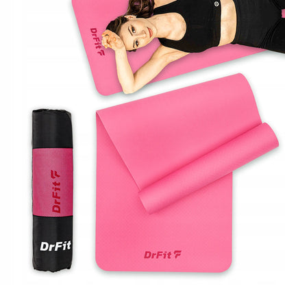 DrFit jogos kilimėlis treniruotėms TPE su dėklu, rožinis