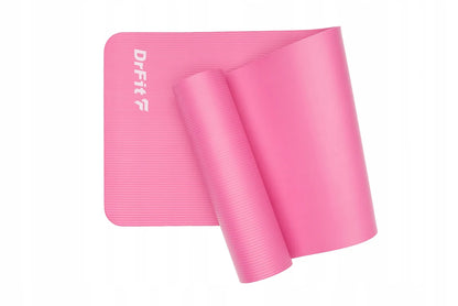DrFit rožinis NBR jogos ir mankštos kilimėlis, 1 cm storio, su užvalkalu