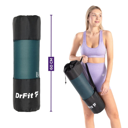 „DrFit“ storas, patogus ir neslystantis žalias mankštos kilimėlis jogai ir fitnesui, 1 cm