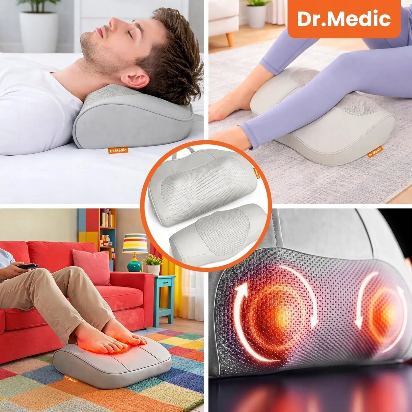 Dr.Medic Shiatsu masažinė pagalvė nugarai, kaklui ir kūnui su šildymo funkcija