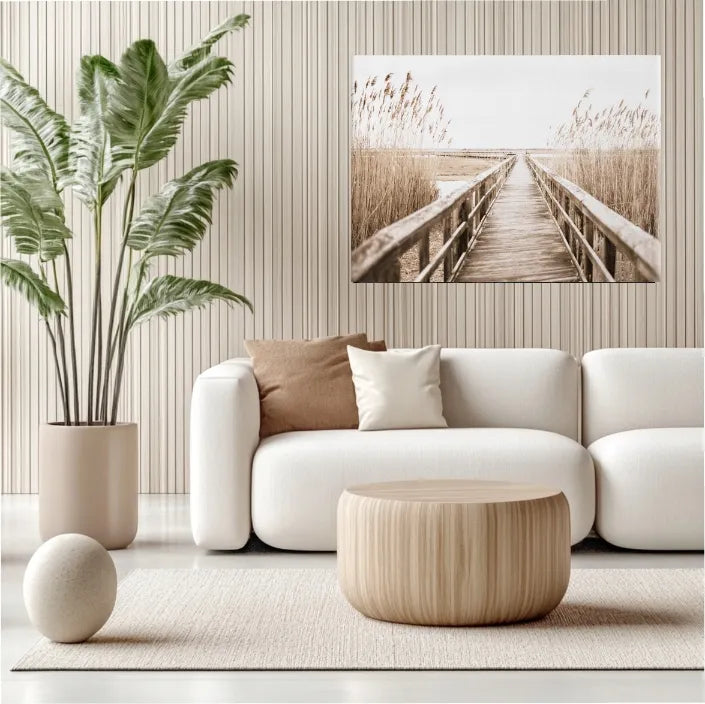 Drobės paveikslas 120 × 80 cm, paplūdimys ir žolė, boho stilius, C072