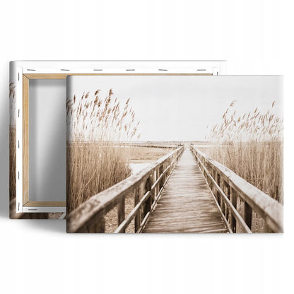 Drobės paveikslas 120 × 80 cm, paplūdimys ir žolė, boho stilius, C072