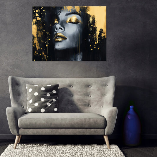 Drobės paveikslas „Juoda moteris“ miegamajam, svetainei ar virtuvei, 100 × 70 cm