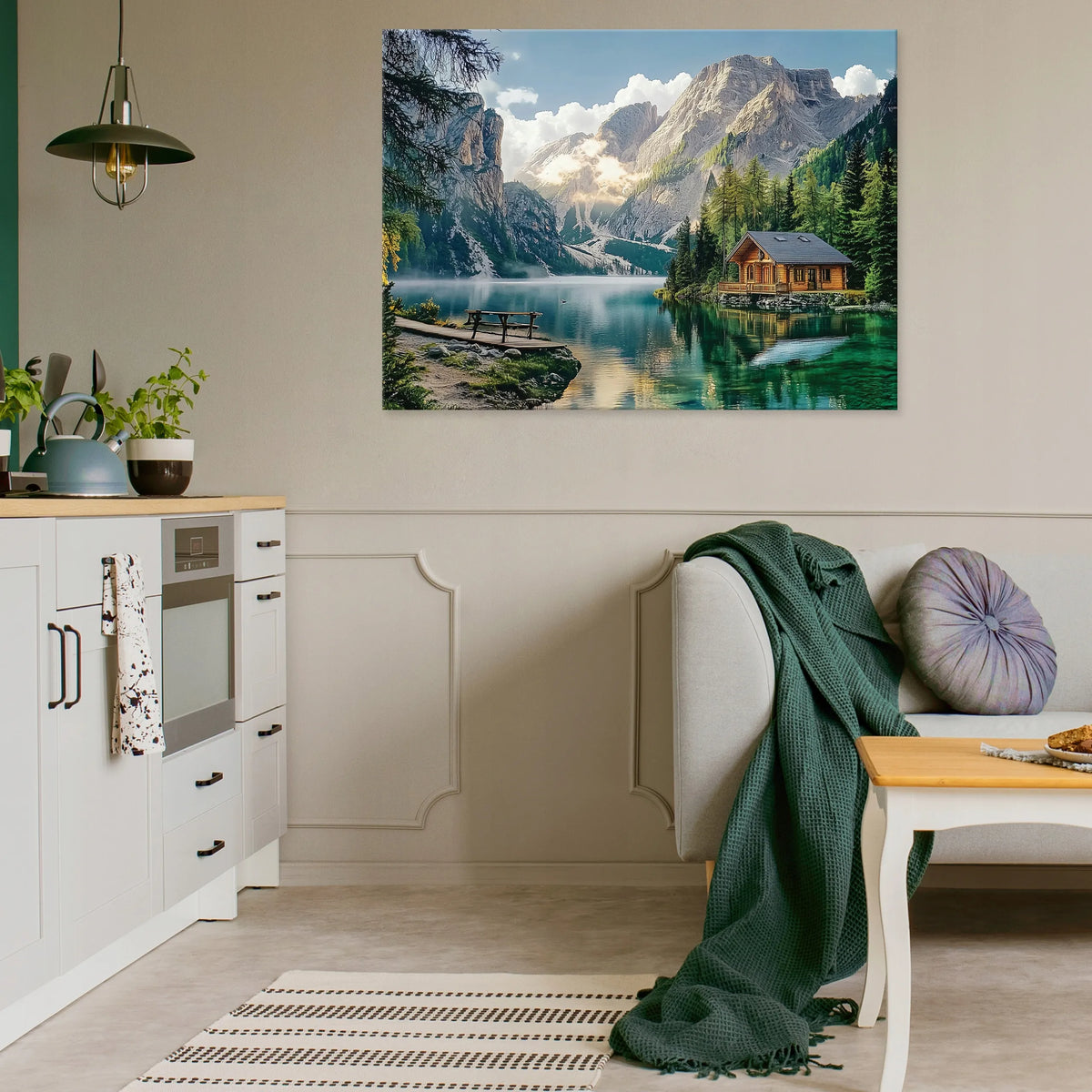 Drobės paveikslas sienai „Kalnai ir gamta“ – vaizdas miegamajam, svetainei ar virtuvei, 100 × 70 cm
