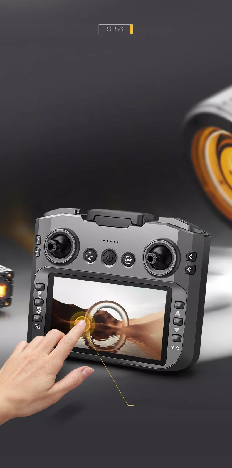 Dron S156+ su LCD valdikliu, 2 kameromis, bešepetėliniu varikliu, 145g, WIFI, 3 x baterijos