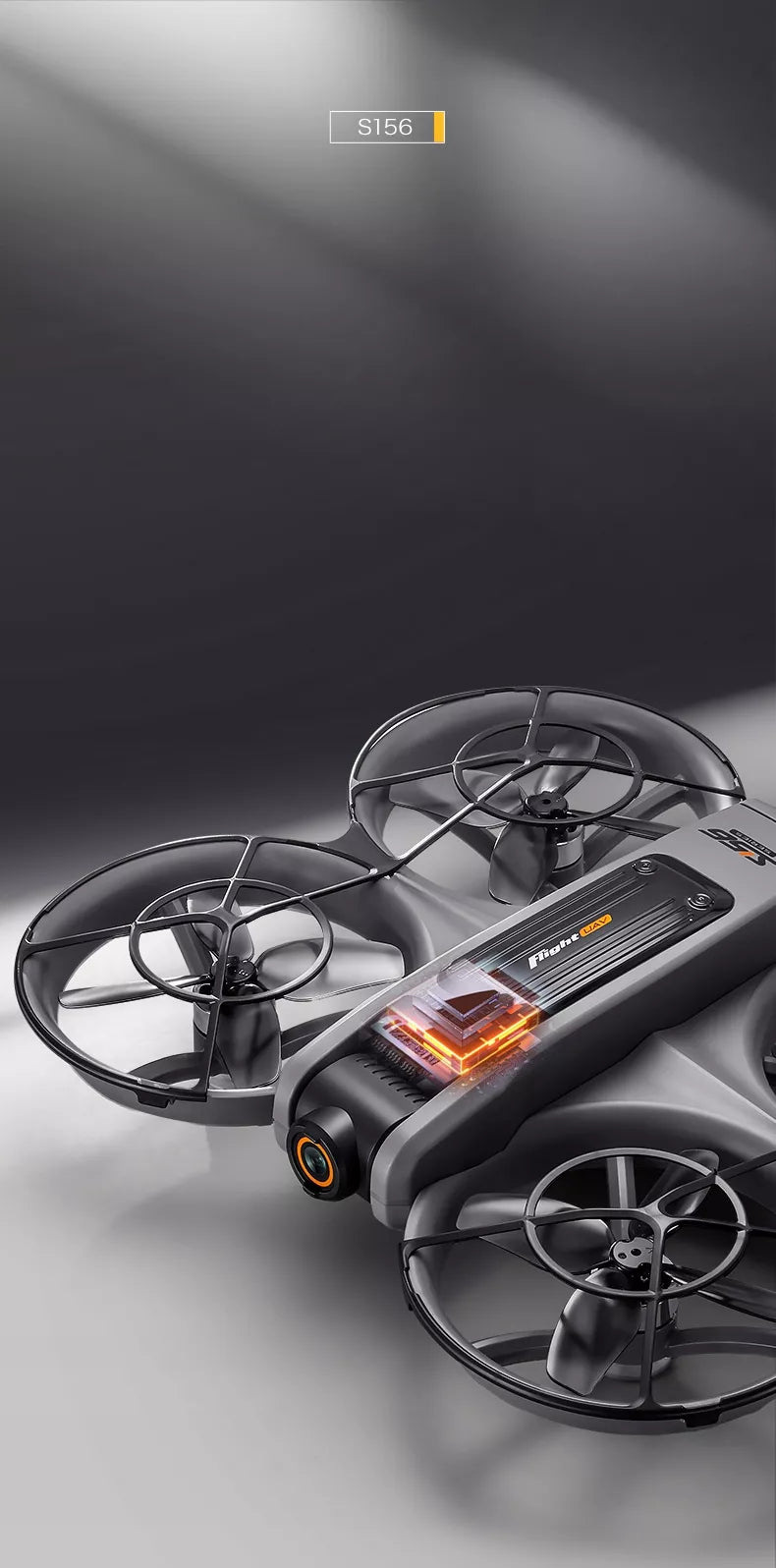 Dron S156+ su LCD valdikliu, 2 kameromis, bešepetėliniu varikliu, 145g, WIFI, 3 x baterijos