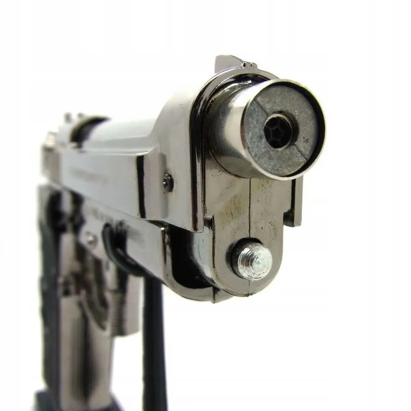 Dujinis žiebtuvėlis-pistoletas BERETTA M9 su stovu, chromuotas plienas