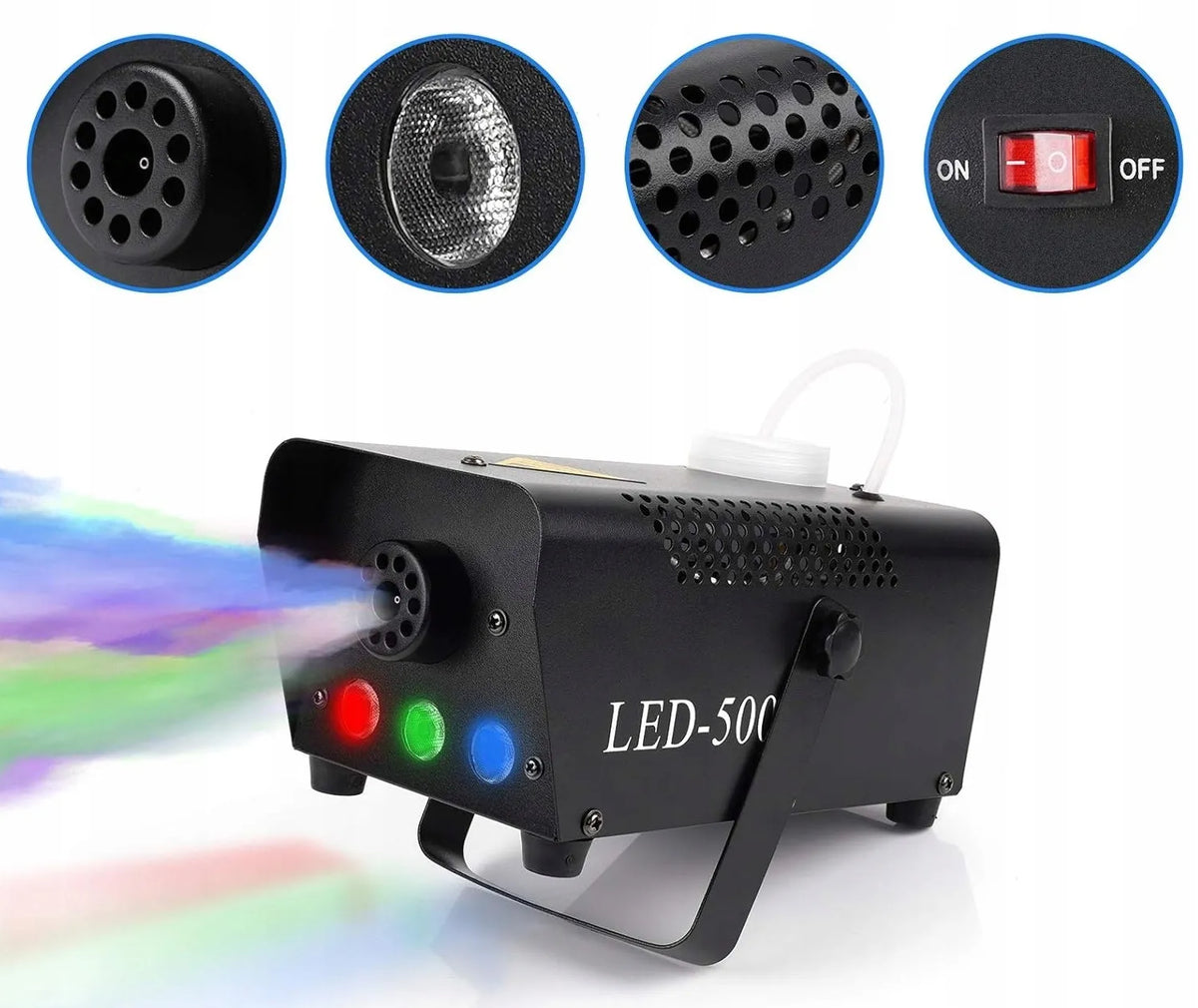 Dūmų generatorius LED 500W + 1L skystis + 2 nuotolinio valdymo pultai