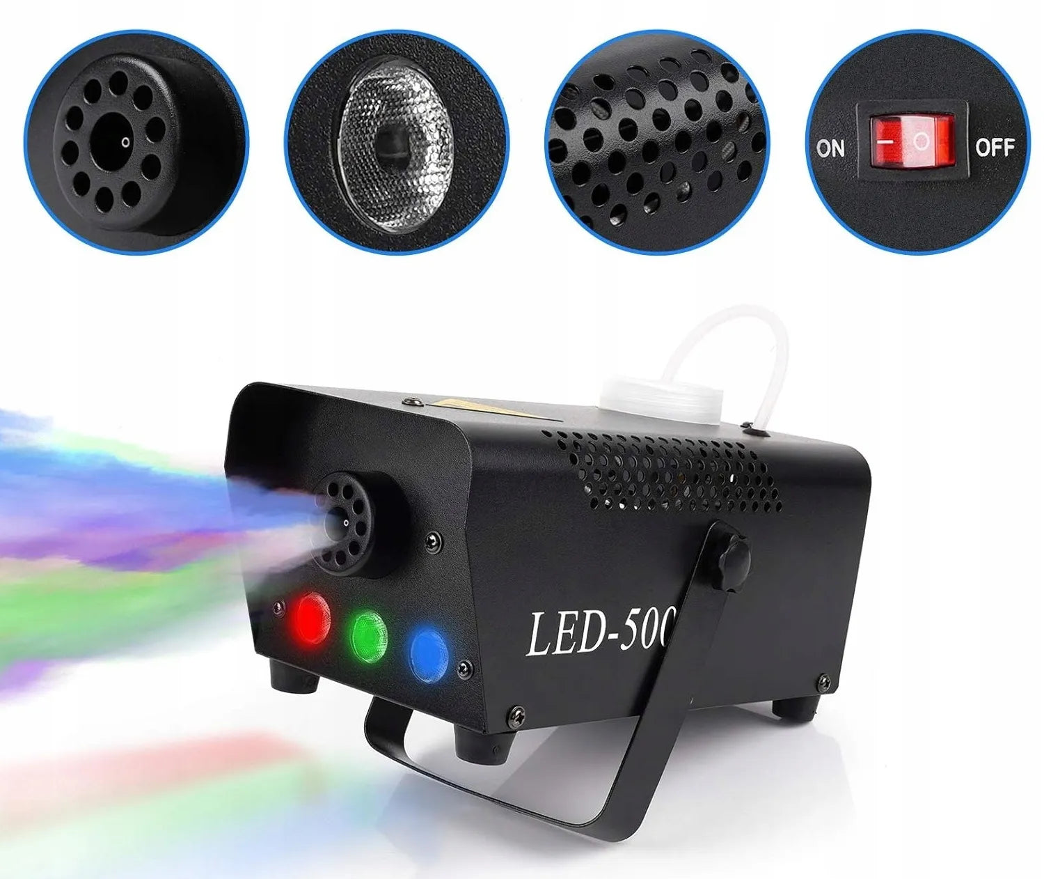 Dūmų generatorius LED 500W + 1L skystis + 2 nuotolinio valdymo pultai