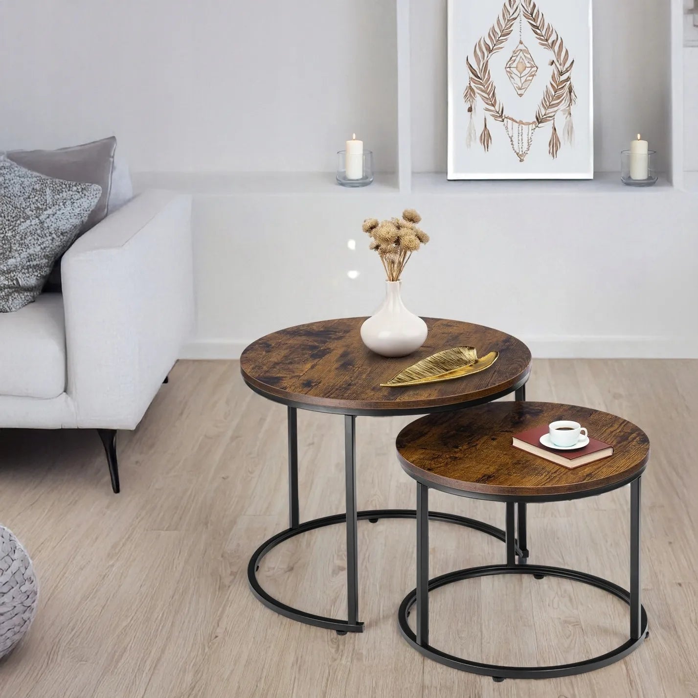 Dviejų lofto staliukų komplektas Galen Small Rustic