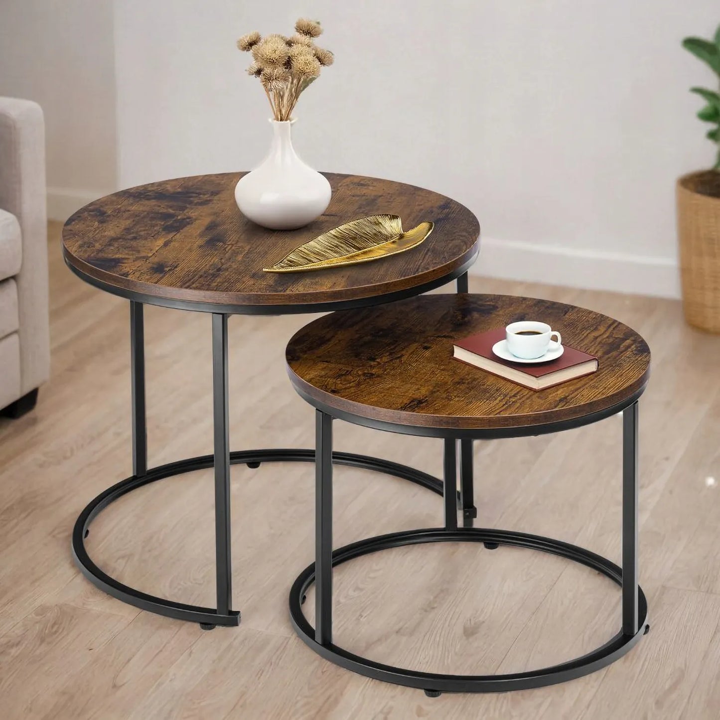 Dviejų lofto staliukų komplektas Galen Small Rustic
