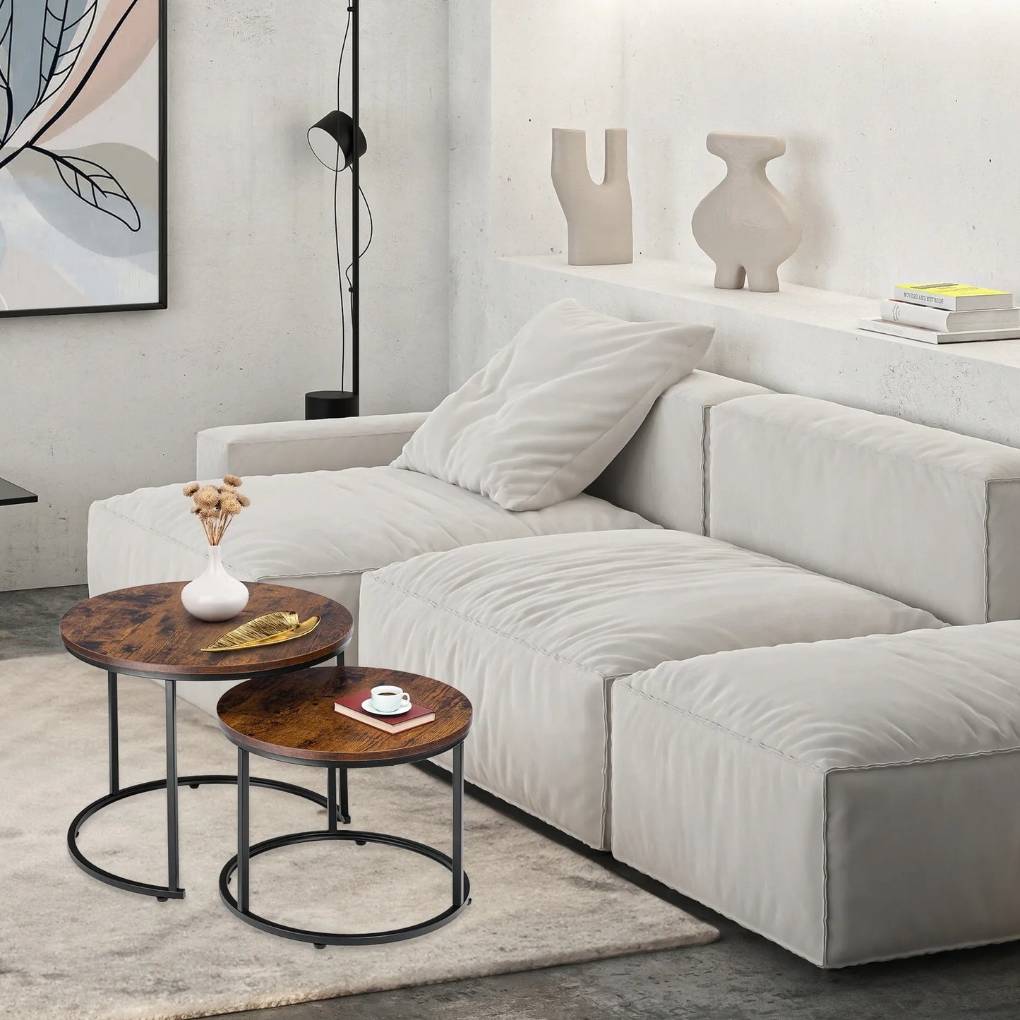 Dviejų lofto staliukų komplektas Galen Small Rustic