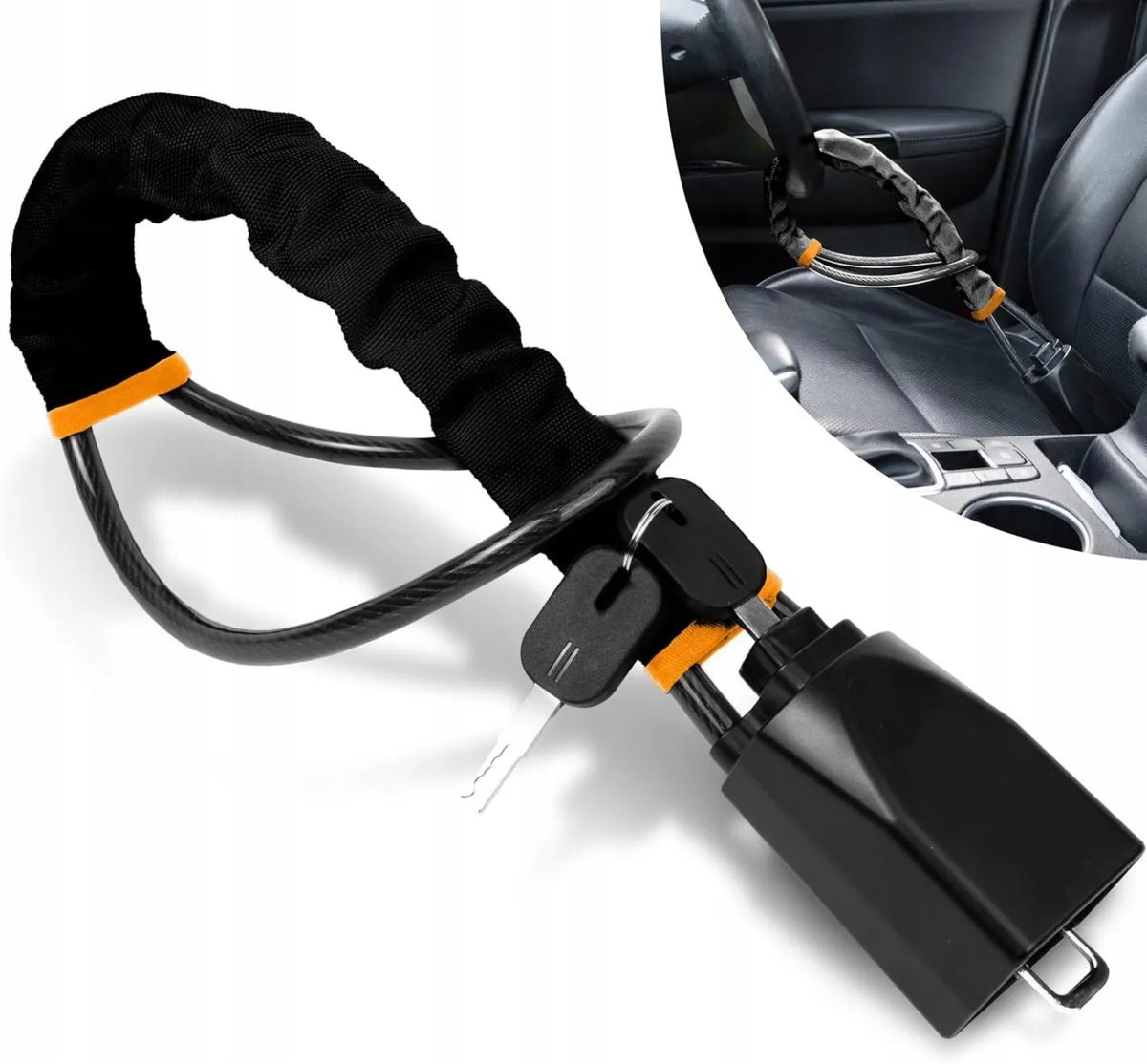 Dviguba automobilio vairo užrakto apsaugos nuo vagystės sistema