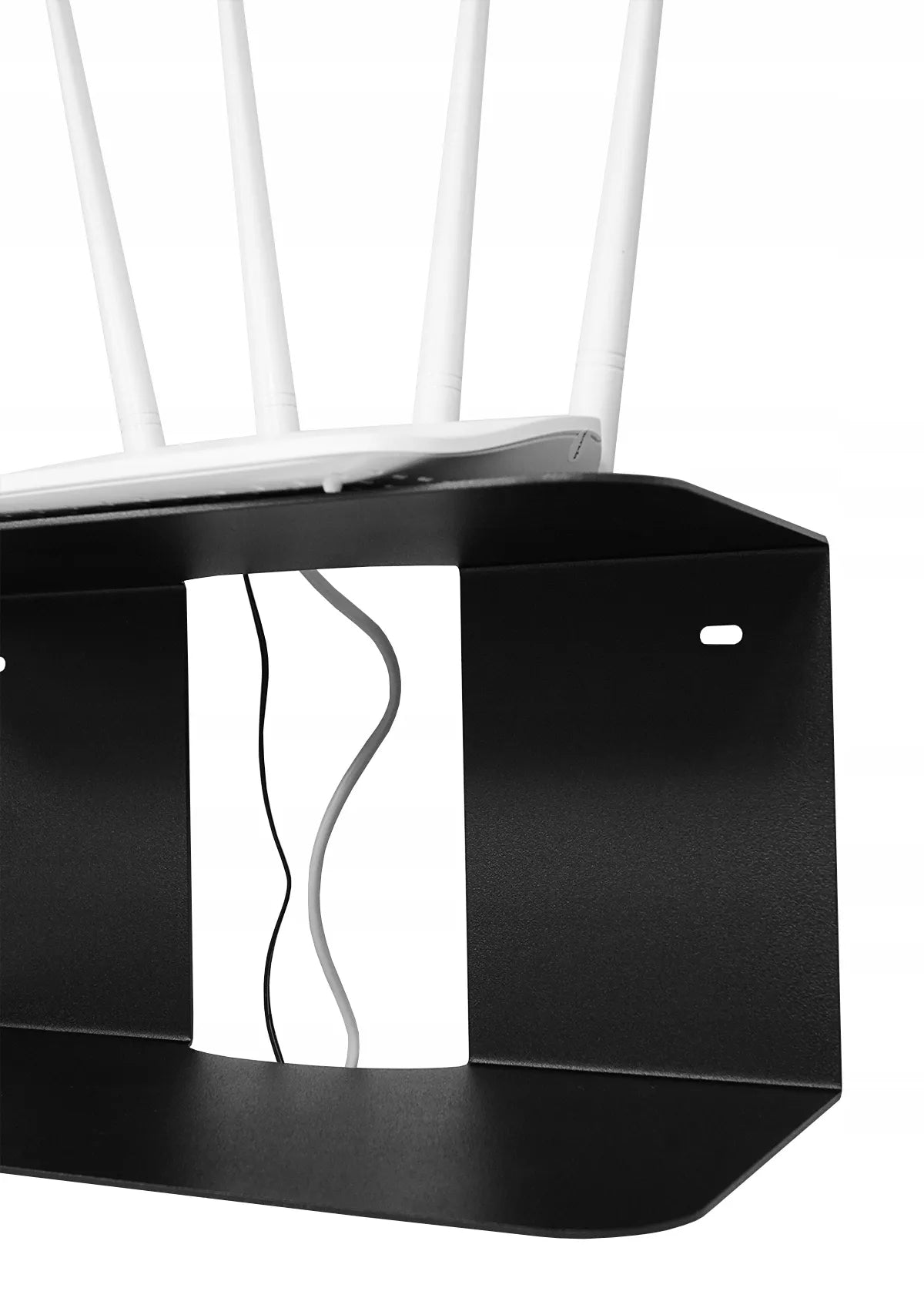 DVIGUBA PAKABINAMA LENTYNA LOFT JUODA METALINĖ 35 CM TVIRTA MARŠRUTIZATORIUI DEKODERIUI P4