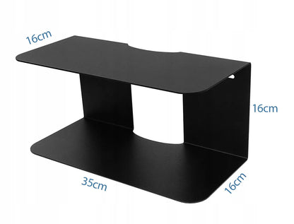 DVIGUBA PAKABINAMA LENTYNA LOFT JUODA METALINĖ 35 CM TVIRTA MARŠRUTIZATORIUI DEKODERIUI P4