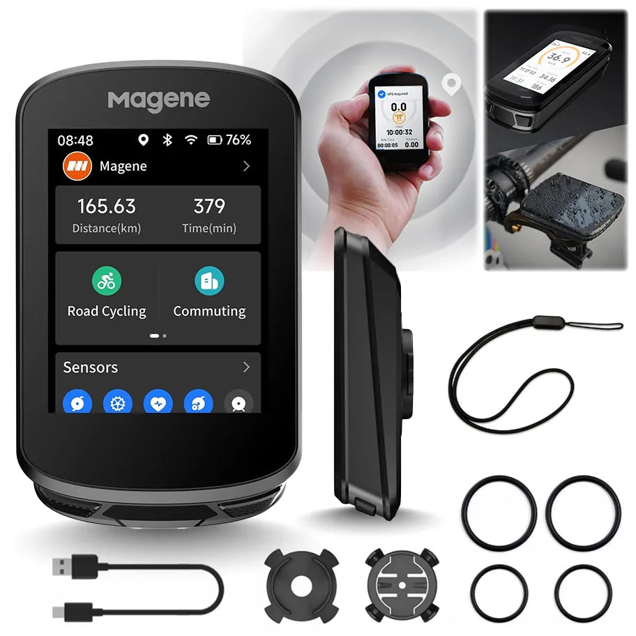 Dviračio kompiuteris GPS „Magene C506“ su „Wi-Fi“, „Bluetooth 5.0“, ANT+
