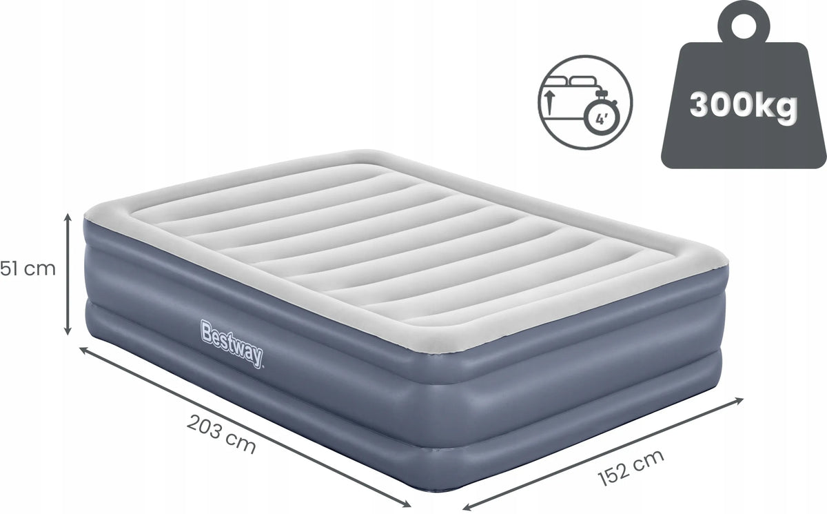 Dvivietis pripučiamas čiužinys 200x150 cm su pompa ir dėklu