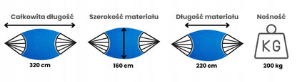 Dvivietis sodo hamakas SINGA 220x160 žalias su virvėmis ir dėklu POTENZA