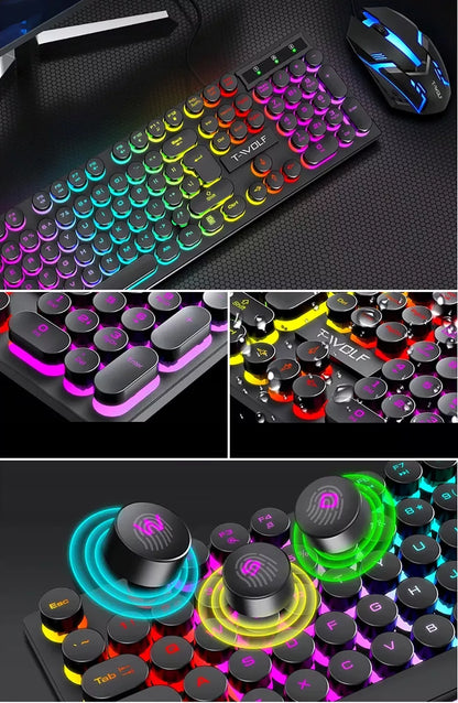 žaidėjo rinkinys žaidimų klaviatūra pelė LED RGB USB apšvietimas