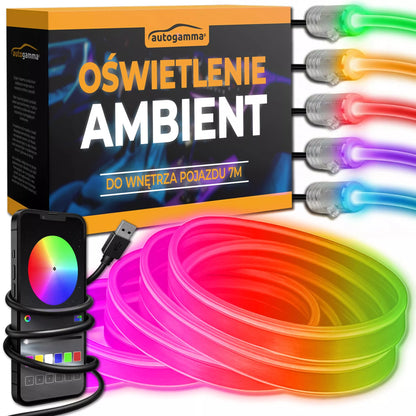 Automobilio Salono LED RGB 7 m RGB Apšvietimas Valdomas Programėle / Nuotolinio Valdymo Pulteliu