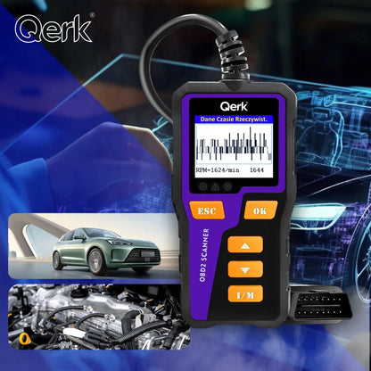 Automobilio diagnostinė sąsaja OBD2 PL meniu spalvotas ekranas QERK T51