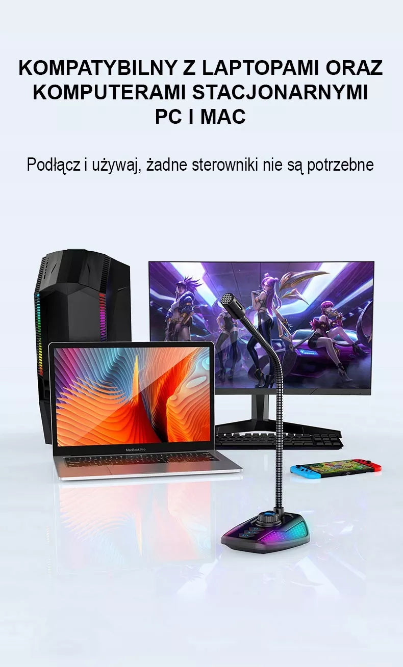 LED RGB mikrofonas žaidimams – PC ir nešiojamiesiems kompiuteriams