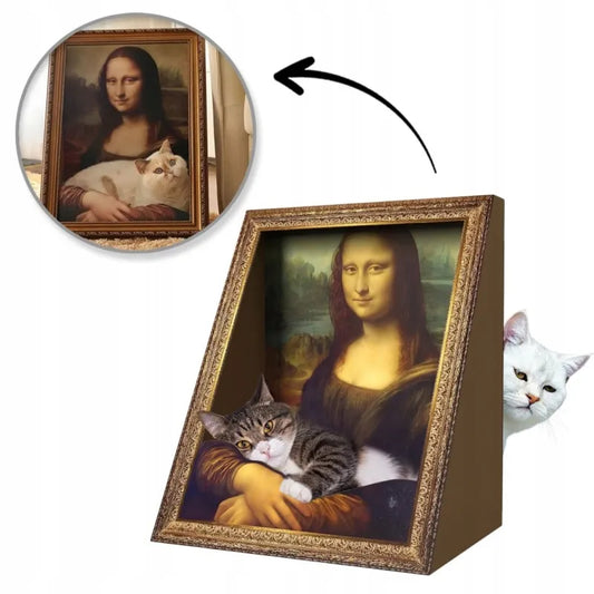 Ecarla žemas draskyklė-gultas katėms Mona Lisa dizaino, 60 cm