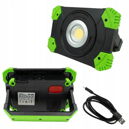 ECOLIGHT LED halogeninis darbo žibintas su akumuliatoriumi statybvietei, 20W, šalta balta šviesa 5000K