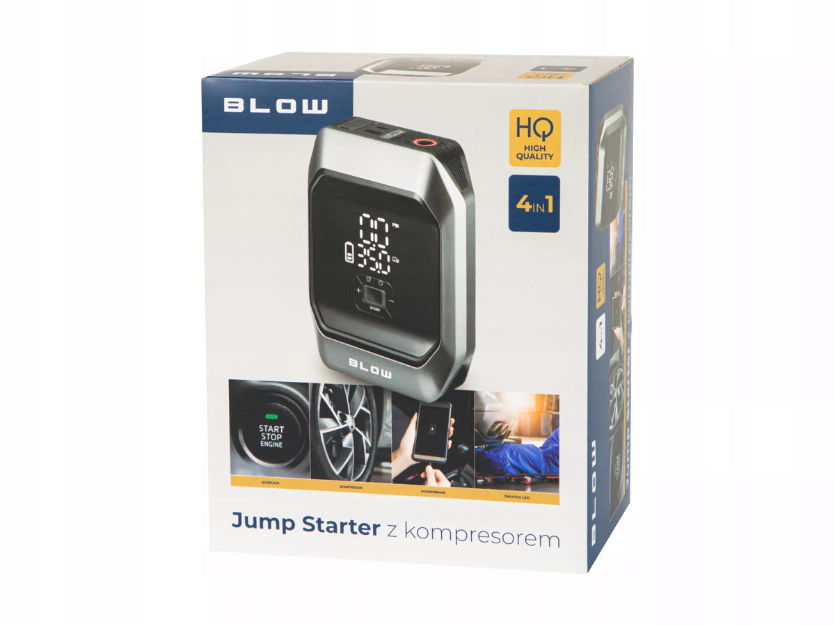 Galingas Jump Starter 9000 mAh – kompresorius, siurblys, tintuvas, stiprintuvas ir Powerbank