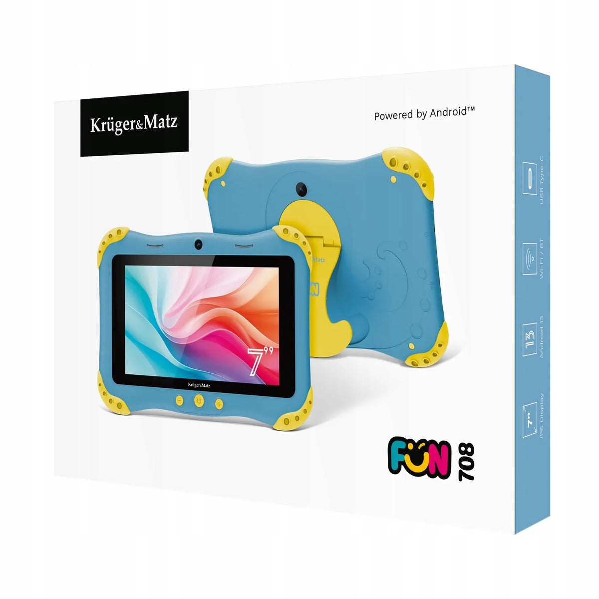 Edukacinis planšetinis kompiuteris vaikams Kruger&Matz 7" FUN 708 3/32GB WiFi Android 13