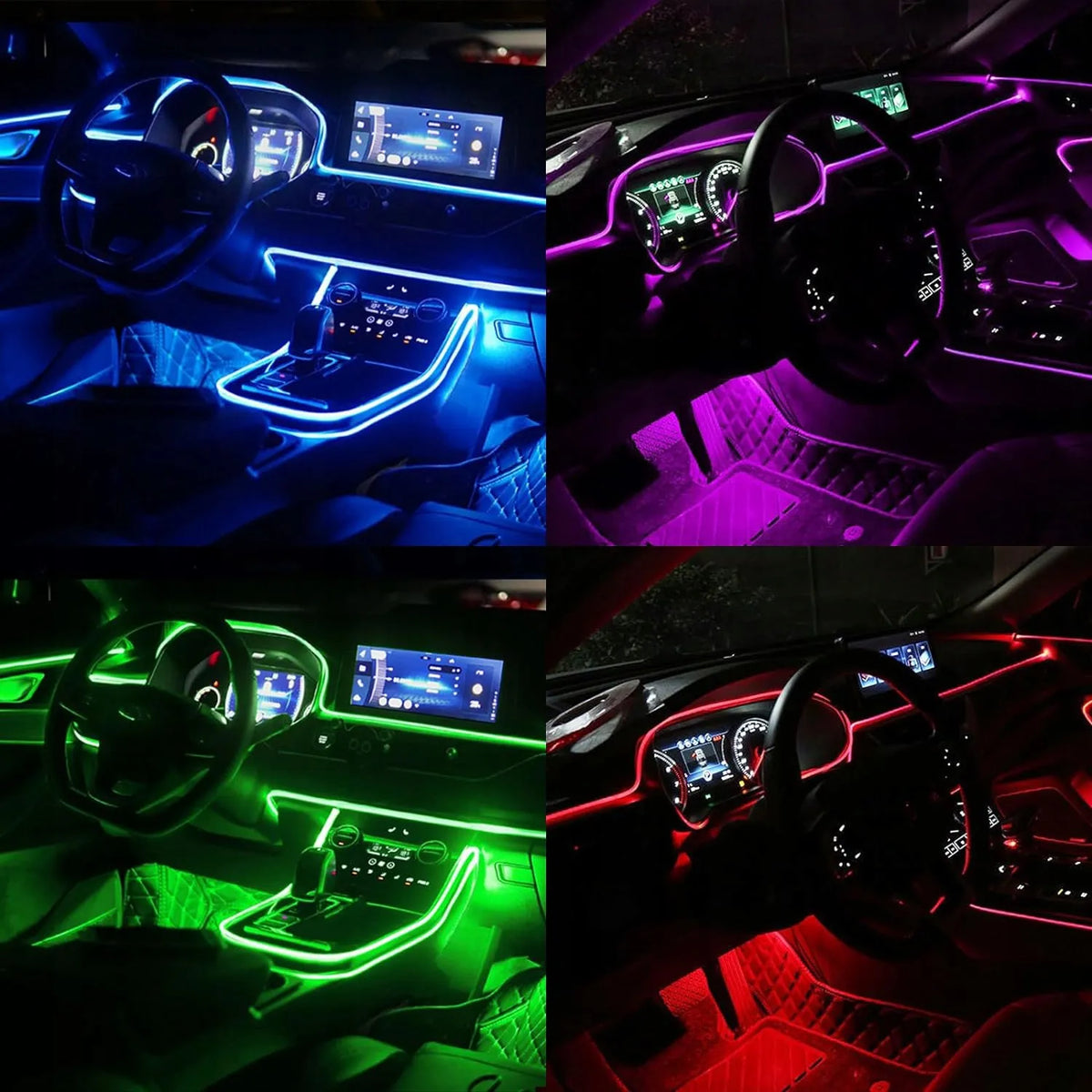 EL Wire LED RGB USB šviesolaidinis automobilio salono apšvietimas, 4 m