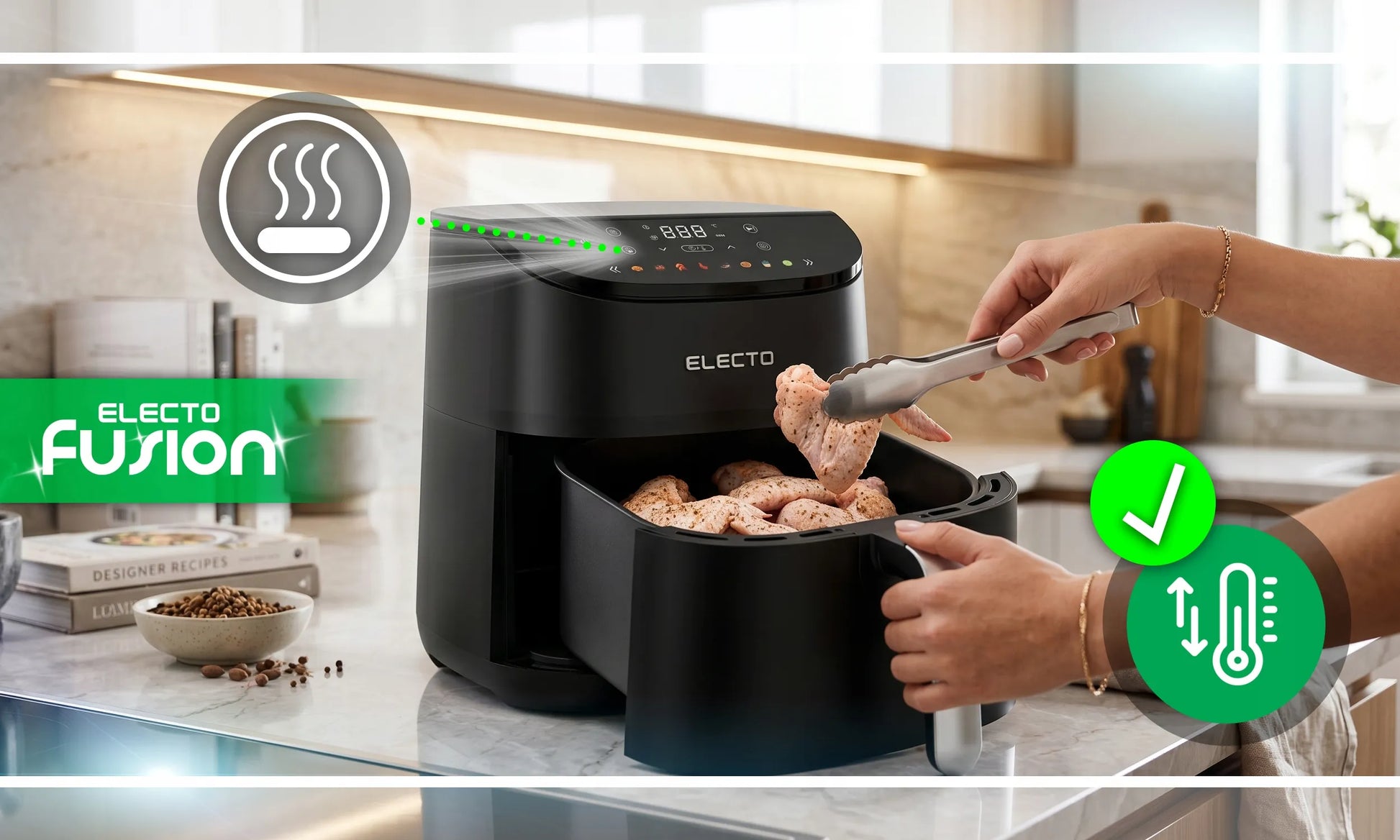 Electo CRUNCHIE orkaitė su karšto oro cirkuliacija 5 l, 1500 W, 8 programos, juoda