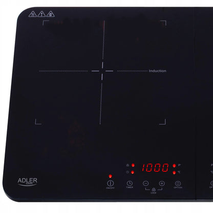 Elektrinė indukcinė kaitlentė su dviem degikliais Adler AD 6516, 3500 W, laikmatis