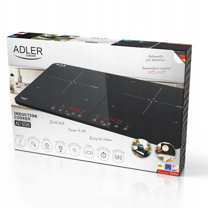 Elektrinė indukcinė kaitlentė su dviem degikliais Adler AD 6516, 3500 W, laikmatis