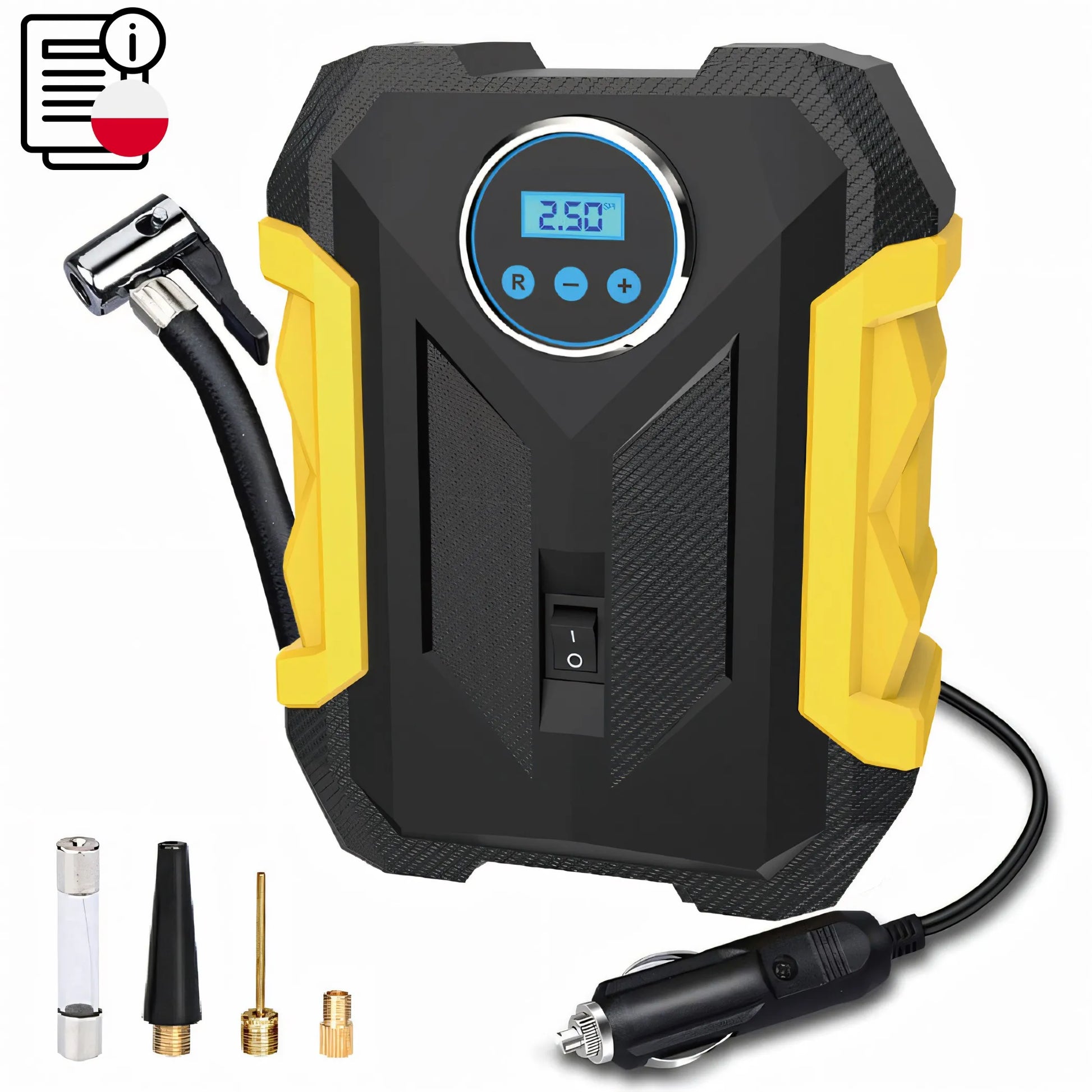 Elektrinė pompa automobiliui, kompresorius padangoms 12V LCD LED